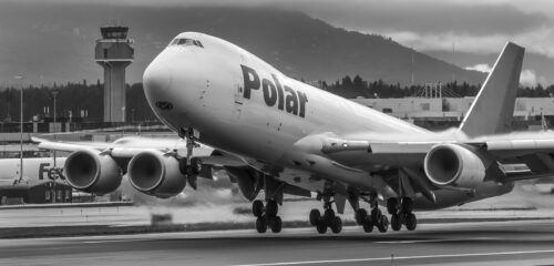 Boeing 747 cargo jet taking off at ANC