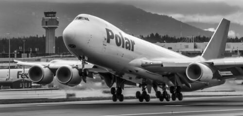 Boeing 747 cargo jet taking off at ANC